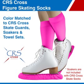 CRS Cross Figure Skating Socks (2 Pair) Knee High Tights for Ice Skates, Footed Skate Socks, Dance Tights (Power Pink)
