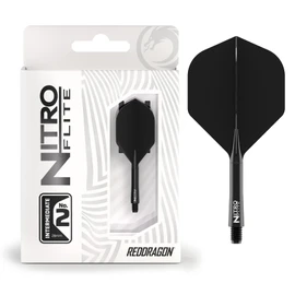 RED DRAGON Darts - Nitro Flite Integrated Flights & Shafts System - No.2 Shape and Design - Black & Black Colour, Intermediate Length