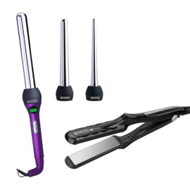 Timco Kit de Peinado Ferro de Tres Puntas y Plancha Alaciadora Profesional Infrared                                                                   