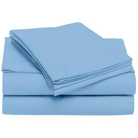 Sleeper Sofa Bed Sheet Set - Queen Sky Blue Solid Sofa Bed Sheets - 100% Cotton 400 Thread Count Sofa Sheets - Sleeper Sofa 4 PC's Sheet Set - Sleeper Sofa Sheets - Fits Mattresses Up to 6" Drop