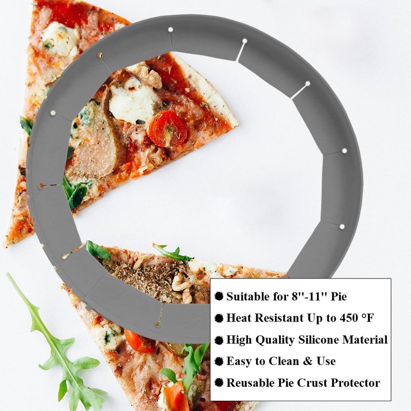 UAREBST Silicone Pie Crust Shields, Adjustable Baking Pie Crust Shield
