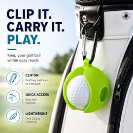 Silicone Golf Ball Holder for Easy Carry – Protective Carabiner Ball Cover for Golf Course, Practice & Travel