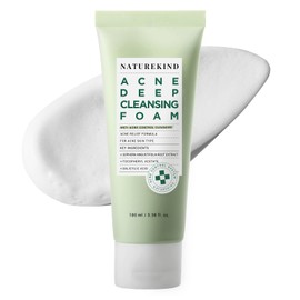 NATUREKIND Acne Deep Cleansing Foam, 3.4 fl oz (100 ml), Facial Cleansing Foam, Makeup Remover, Pores, Exfoliates, Sebum, Blackheads, Calm, Rough Skin, Acne, NatureKind, Korean Skin Care Cosmetics