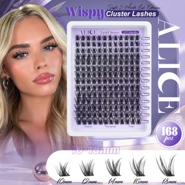 Lash Clusters Wispy Eyelash Extensions 168pcs Fluffy Individual Lashes 10-18mm Waterproof Natural DIY Lash Extensions Cluster Eyelash Extensions by ALICE