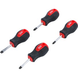 BGS Diy 90727 Carburettor Screwdriver Set | 4 Pieces | Slotted / Phillips PZ | Blade Length 40 mm | Stubby