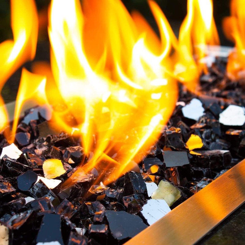 NUPICK 20 Pound Fire Glass, 1/2 Inch Reflective Fire Glass,