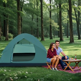 Thinlute Camping Tent for 4 Person, Dome Camping Tent with Removable Rainfly, Waterproof & Windproof Tent Double Layer Family Tents, Easy Setup Tent for Hiking Backpacking Picnic