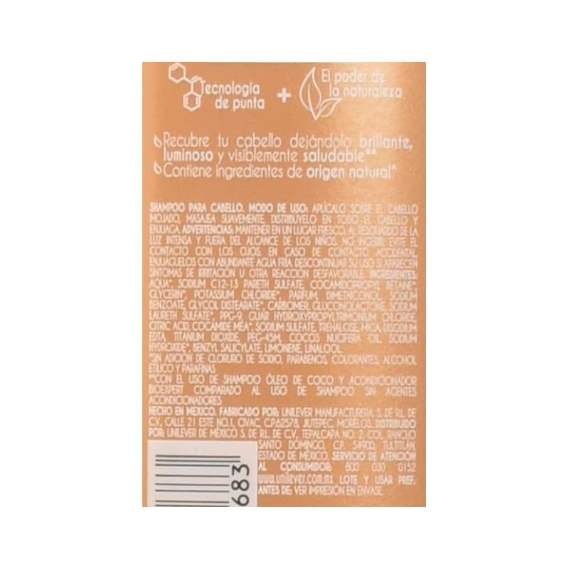 Bioexpert Shampoo Brillo con coco 650 ml