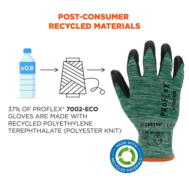 Ergodyne ProFlex 7002-ECO Work Glove, Recycled PU Coated Palms Gloves,