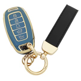 vurbemes 360 Degree Soft TPU Protector Key Fob Cover Case fit for 2020 2021 2022 Hyundai Palisade Elentra Key Fob 5 Buttons (Blue)