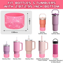 WUQID Protective Bling Heart Texture Silicone Boot Sleeve Compatible with Stanle Tumbler 40oz 30oz 20oz & 12-24oz Hydroo Sport Flask Bottles, Anti-Slip Bottle Bottom Sleeve Cover for 2.8-2.95in Bottom