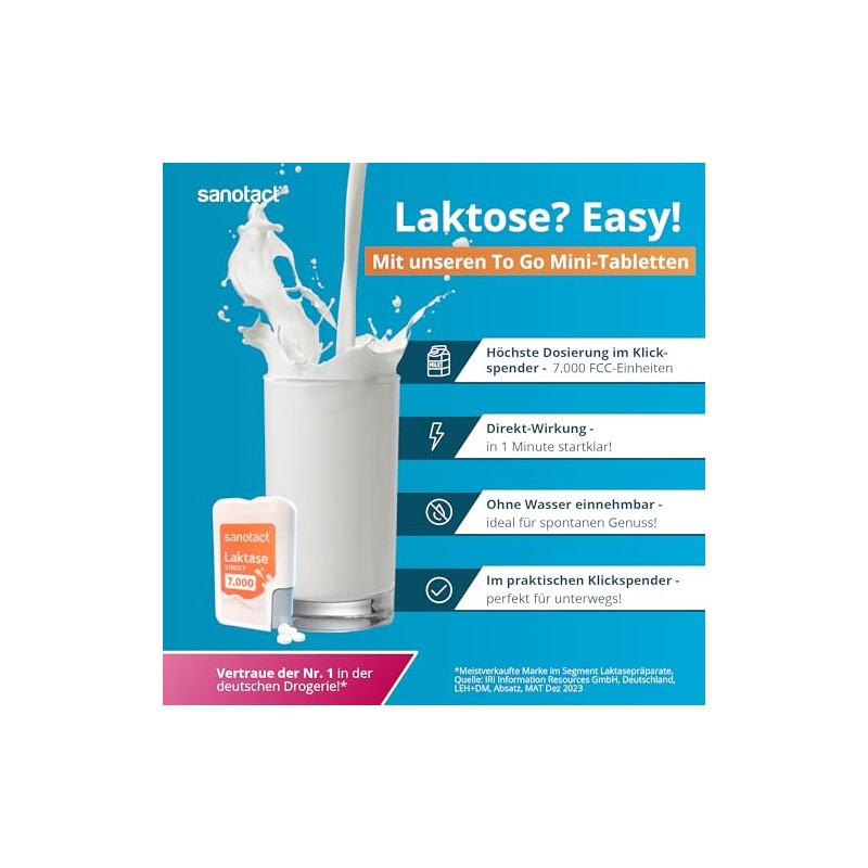 sanotact Lactase 7,000 direct (90 mini lactase tablets) • Lactose
