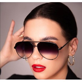 SORVINO Oversized Aviator Sunglasses for Women Men Trendy Retro Bulk Shade Black Faded Sun Glasses Classic UV Protection, Black+grey+gold, oversized