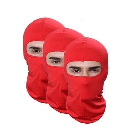 Pack of 3 Lycra Outdoor Sport Winter Ski Mask Red Sun Balaclava Running Cycling Motorcycle Hat