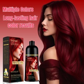 Toae Dark Brown Hair Dye Shampoo 3 in 1 for Women/Men Hair Color for Grey Coverage Seimi Permanent Instant Champu Para Canas Mujer for Men - Herbal Natural Dye Cover Gray:_Wine-red