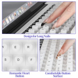 Keyboard Cover for Long Nails, Silicone Keyboard Cover Protector for Nail Art, 3D Keyboard Protective Film, Comfortable Typing for Long Nails, Compatible with MacBook Pro13 2020-2023, US ANSI(White)