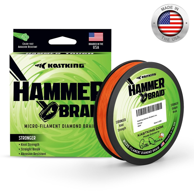 KastKing Hammer Braid Línea de pesca, naranja, 4 hebras, 40