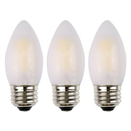 OPALRAY C35 LED Candelabra Bulb, 6W Dimmable, E26 Standard Base, 600LM 60W Incandescent Equivalent, 2700K Soft Warm White Light, Frosted Glass Housing, Torpedo Tip, 3-Pack