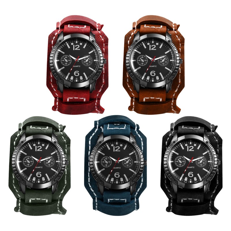 ロックパンク 腕時計 メンズ 本革ベルト アナログ表示: スポーツウォッチ 防水 レザーブレスレット クォーツ時計 メンズウォッチ