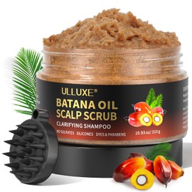 Batana Oil Scalp Scrub, Hair Scrub with Mint Rosemary, 2-in-1 Micro Exfoliating Shampoo Promotes Hair Growth for Thinning Hair, Relief Itchy Scalp, with Scalp Massager, 310g