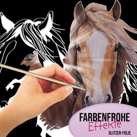 TapirElla Scratch Pictures - Creative Painting and Craft Set for Children - 4 Horses Motifs - Magic Rainbow Effects - DIY Scratch Paper - Wooden Pen - Scratch Block - Gift Idea by Lutz Mauder