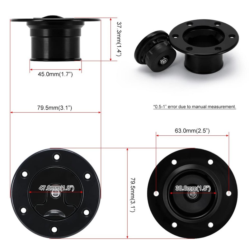 PQY Billet Aluminum Aircraft Style Fuel Cell Gas Cap With