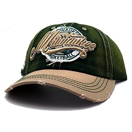 Milwaukee New Leader Vintage City Antlers Green Beige Era Clean Up Dad Strapback Hat Cap