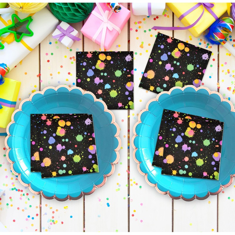 100 Glow Cocktail Napkins Neon Beverage Disposable Paper Colorful Party