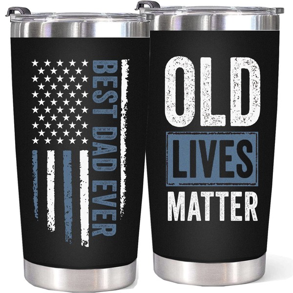 WECACYD Gifts for Dad From Daughter, Son - Birthday Gifts for Dad - OLD LIVRS MATTER Dad Tumbler Cup 20oz - Retirement Gifts for Men- Dad Gifts From Daughter Son Wife For Birthday, Fathers Day