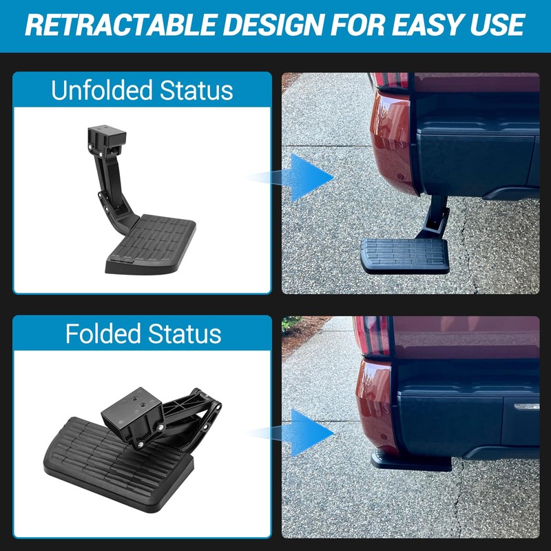keriolee Retractable Bed Step Bumper Step for Toyota Tundra Bed