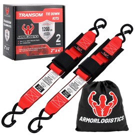 ARMORLOGISTICS Boat Tie Down Straps to Trailer, 2" x 48" Adjustable Boat Straps for Trailer, 2-Pack Boat Trailer Straps for Boat, Jet Ski, 1,200 Lbs Break Strength, Red