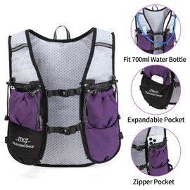 Lightweight Running Vest for Women & Men Hydration Backpack Pack with 1.5L Water Bladder Bag Running Gear Accessories for Hiking Marathon Trail Cycling (Purple)