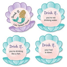 Drink If Game - Trading The Tail For A Veil - Mermaid Bachelorette Party or Bridal Shower Game Cards - 24 Count
