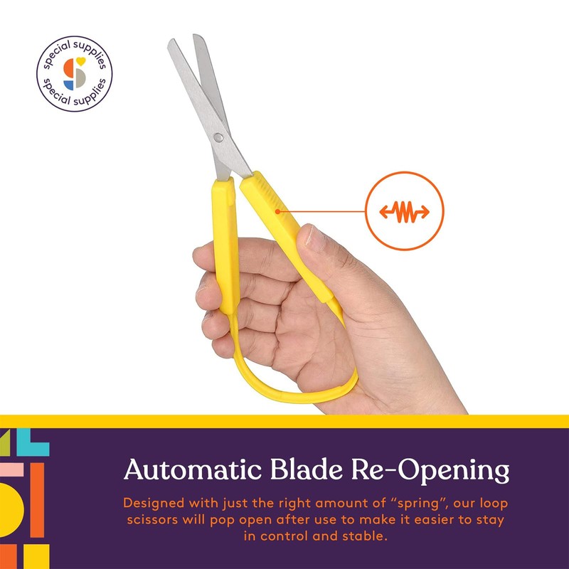 Qaestuan Pack of 7 Loop Scissors with Handle, Self-Opening Safety