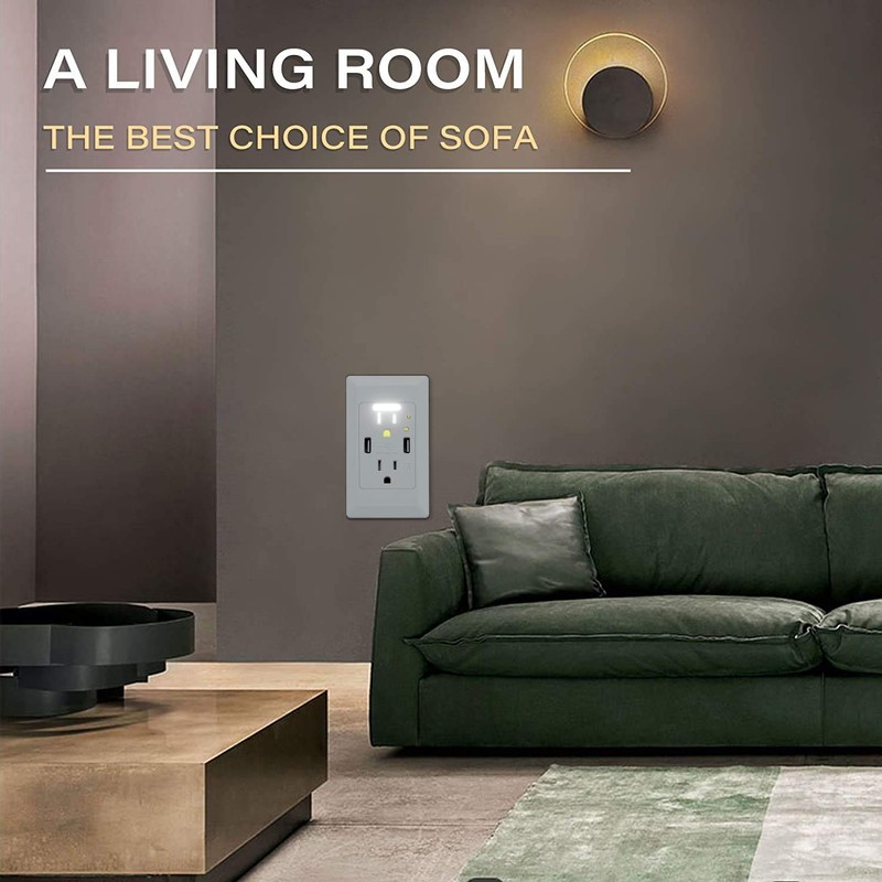 Nineleaf Wall Mount Charger Power Socket USB Wall Charger with