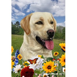 Yellow Labrador - Best of Breed Spring Flowers Garden Flag