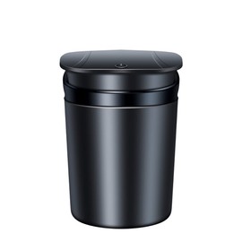 MASO Car Ashtray with Lid and LED (Induction Hole Design) Car Ashtray ABS+Metal, Silver/Red/Black