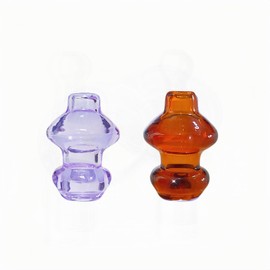 20mm Peek & Carta Glass Joystick Cap, Replacement Glass Cover Attachment, Durable & Heat-Resistant for Custom Accessories,2-Pack, Amber and Purple
