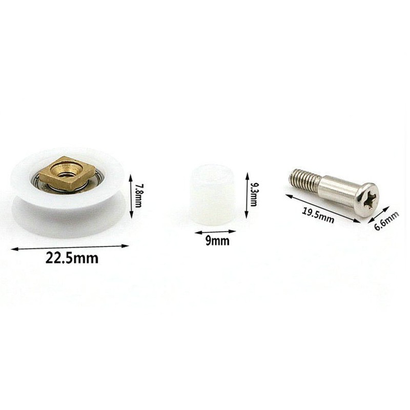 YUANQIAN 8 x Rollers for Shower Cubicles, V-Grooves, YQ-1027