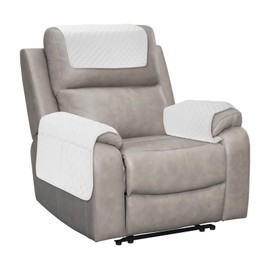 sourcing map 3 PCS Armrest Covers, Couch Arm Cover Furniture Protect Slide Recliner Chair Armchair Covers with Side Storage Pocket for Sofa Recliner, Ecru