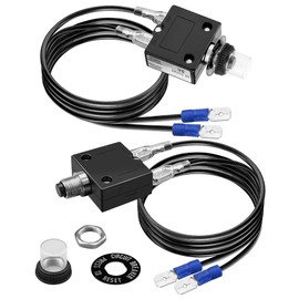 3 AMP 5 AMP Fuse Saver for Circuit Breaker Rated 32V DC & 125/250V AC, Fuse Tester Manual Reset 32V, Push Button Circuit Breaker with 18 AWG Wires Hex Nut Grip Nut Ring