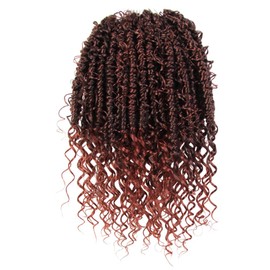 NISEYO Goddess Passion Twist Crochet Hair with Curly Ends 10 Inch, 8 Packs Boho Style Crochet Passion Twist Hair Pre looped, Short Pre-twisted Boho Braids (T350,Ombre Ginger Red)