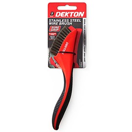 DEKTON DT85970 Soft Grip Stainless Steel Wire Brush, Black/Red