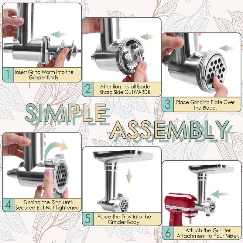 Ezato Meat Grinder Attachment for KitchenAid Mixer, Food Grinder Attachment