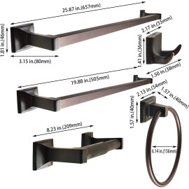 Classic Accessories 5 pcs Bathroom Hardware Set Heavy Duty Hook Toilet Paper Holder Towel Ring Bar - Oil Rubbed Bronze