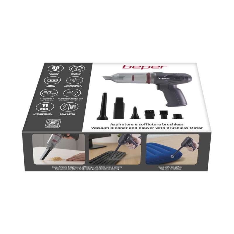 BEPER P202ASP410 Mini Aspiratore e Soffiatore Brushless 2 in 1,