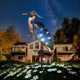 TERESA'S Collections Garden Decor for Outside Blue Heron Solar Lights, 42" Glass Lawn Ornaments with Outdoor Lights Decorative Stake, Yard Art Decorations Outdoor for Patio Gifts for Mom Grandma