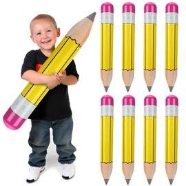 8 Pieces Yellow Giant Inflatable Pencil 28.7 Inch Yellow Blow up Pencil Large Inflatable Pencil Hanging Classroom Decor Inflatable Pool Pencil for Back to School Birthday Photo Prop