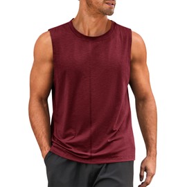 Runcati Men's Workout Tank Tops Sleeveless Athletic Gym Muscle Shirt Casual Basic Summer Fitness Tees Burgundy
