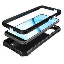 for BLU View 5 Pro Case with Screen Protector,Blu View 5 Pro Phone Case Front Silicone Bumper Frosted PC Hard Back Full Body Protection,Military Grade Shockproof Cover for Blu View 5 Pro Black